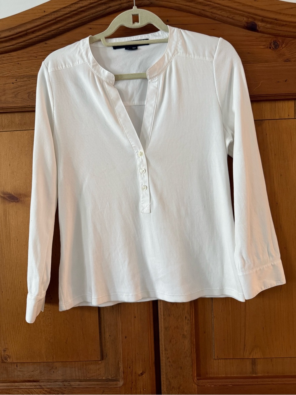 Veronica Beard White Split-Neck Button Front Top Medium ori 425